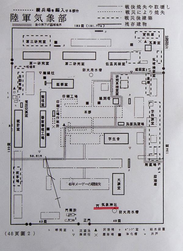 陸軍気象部の平面図（資料提供：中島邦男さん）