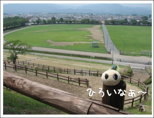 2010（平成22）年に遊びに来たときの思い出写真。野馬追のメイン会場「雲雀ヶ原祭場地」（ひばりがはらさいじょうち）にて