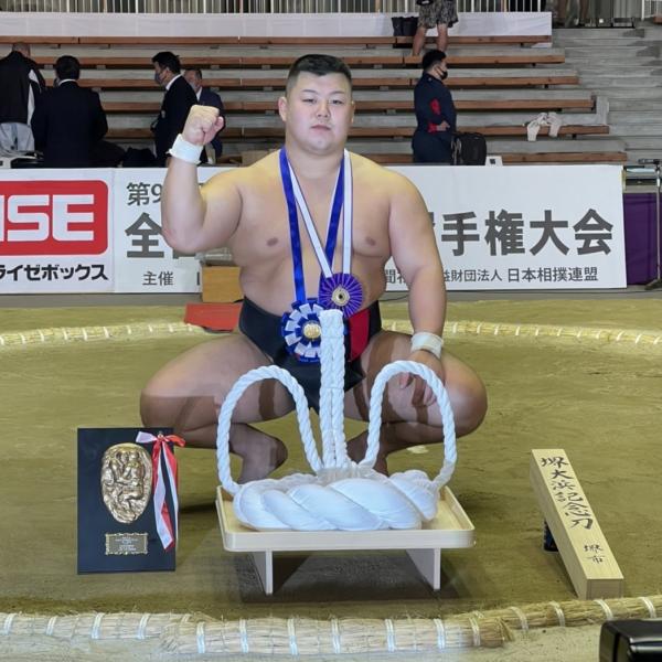 第99回全国学生相撲選手権大会個人優勝（学生横綱）川副圭太さん（写真提供：日本大学相撲部）