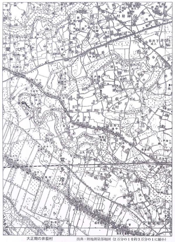 大正期の井荻村（出典：『井荻町土地区画整理の研究－戦前期東京郊外の形成事例として－』）