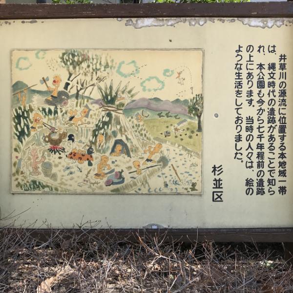 区立切通し公園にある井草遺跡の案内板