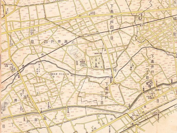 「柏ノ宮園」付近の地図（出典：「大東京区分図三十五区之内 杉並区詳細図」（昭和17年7月再版）部分）