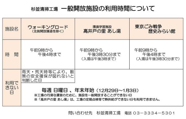 一般開放施設の利用について