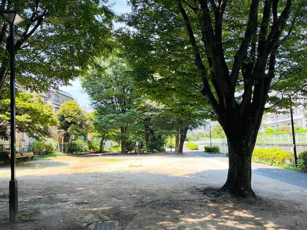 街のイベントなどにも利用されている緑地で、神田川沿いにある