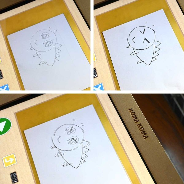 ２枚の絵を繰り返すと、なみすけが目をパチパチするアニメに