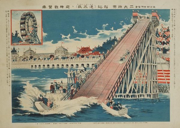 東京勧業博覧会二大余興　船辷（ふなすべり）ポスター（所蔵：アドミュージアム東京）